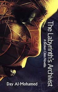 The side of person's face takes up the top left corner of the cover across the top and down to the bottom. They are dark skinned with gold tones and various shapes and designs on their skin. Their eyes are mostly closed and the face is looking downwards. Rest of the cover is black with circle shapes visible. The title is arranged sideways on the right side of the cover and the authors name is at the bottom. 