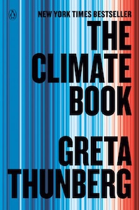 
The cover of the book has vertical stripes of blue, white and red in various shades that represent the average temperature in a given year. The stripes on the right are blue and the ones on the left are red. The title and editors name are written on the cover one word for each line from top to bottom. 