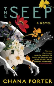 The cover has a black background with for arms with their hands reaching across from left to right in various poses. Spaced over and in between the arms are flowers of various colors: red, yellow, black, white and blue. The title is at the top with the author's name at the bottom.